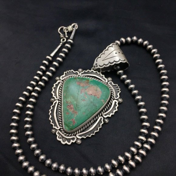 Navajo Sterling Silver Necklace Pendant Length 20 - Picture 6 of 12